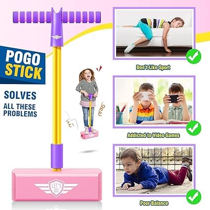 HET ENTERPRISE Kids Crazy Pogo Jumper, Fun and Safe Pogo Stick for Toddlers, Durable Foam Bungee Jumping Stick with Squeaky Sounds, Improves Balance, Bouncing Toy for Ages 10 and Up, Holds up to 50Kg 3