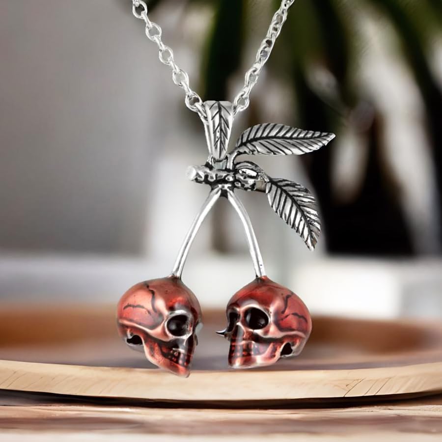 Controse Jewelry Cherry Skull Necklace Pendant (28" necklace - 316L Stainless Steel) - Image 5