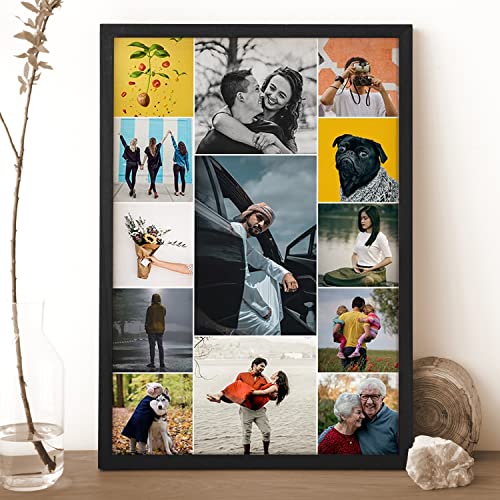Image of Ritwika's Personalized Photo Collage Frame with Your Pictures | Customised Gift For Anniversary, Birthday, Wedding, Couples, Size 9.5 x 13.5 IN, Set of 1 and Two Frame Colours