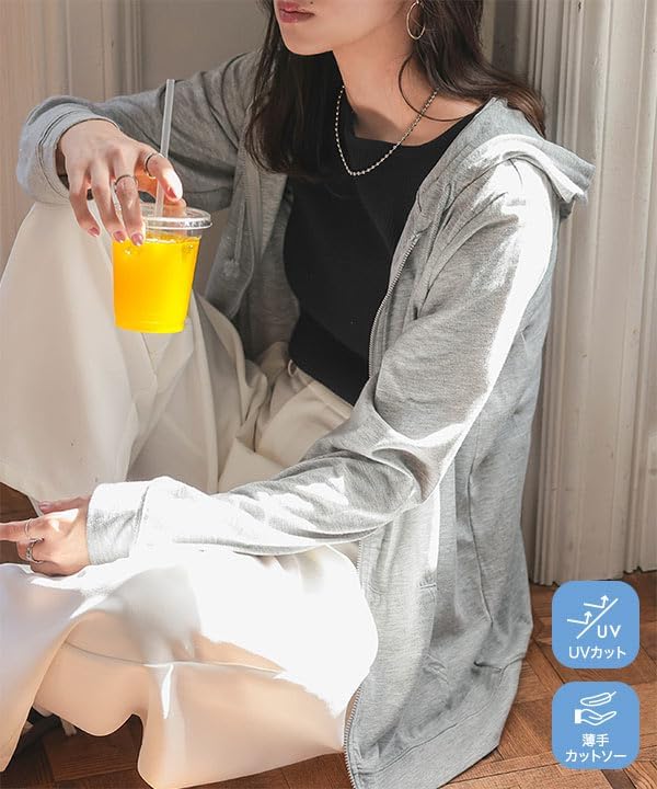 UVカットパーカー 薄手カットソー素材 通気性