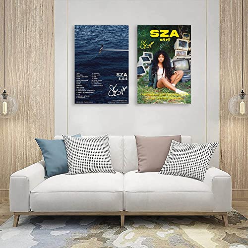 Sza Poster Home Decor Singer Music Ctrl Album Sos Cover Signed Limited Edition Canvas Wall Art Picture Print Bedroom Decorative Painting Souvenir Collection Gift (A,2P 8X12In Unframed) #TOP3