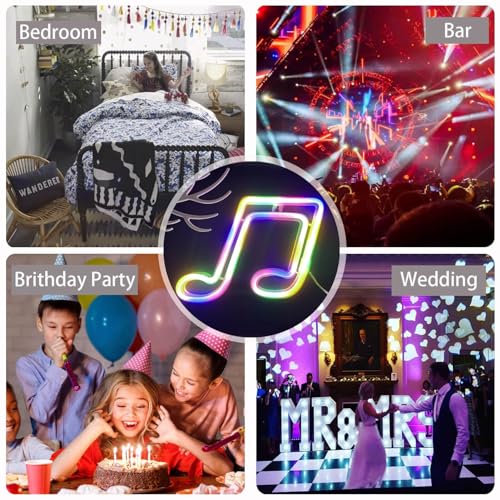 Image of Multi-Colored Music Note Neon Light Wall Decor, USB /Battery Operated Neon LED Sign Decorations for Bedroom, Teen Girls, Women, Boys, Men