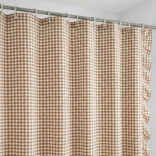 HunnmingRe Ruffled Gingham Shower Curtain Taupe by HunnmingRe - Used condition - Image 5
