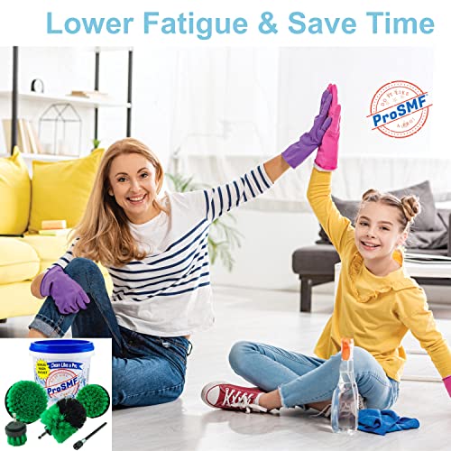 Prosmf Drill Brush Set - Scrub Brush Attachments For Drill - Power Scrubber Cleaning Brushes - Kitchen - Cabinets - Stove - Oven - Counters - Sink - Tile - Flooring - Green - Medium Bristles #TOP6