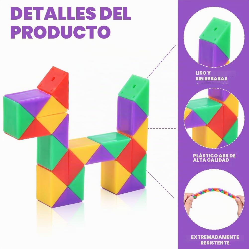 Ainiv Serpiente mágica, 24PCS 24 Segmentos Magic Snake Cube, Magico de Serpiente Juguete de Rompecabezas, Serpiente Magic Snake para Regalos Cumpleaños Niños Colegio Detalles Cumpleaños