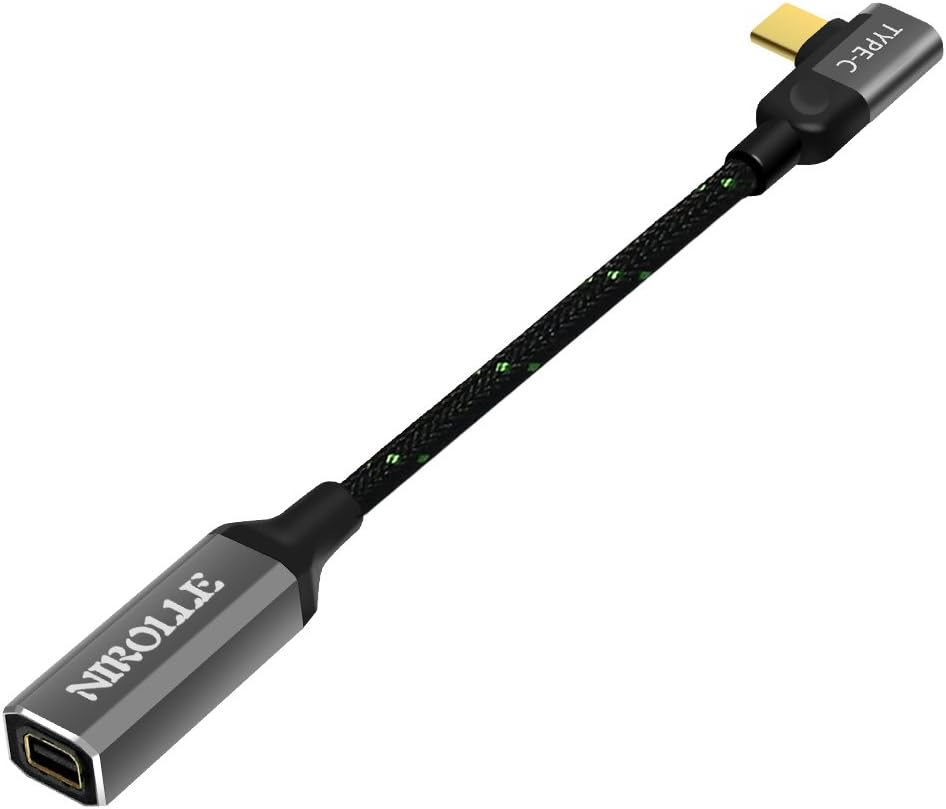 USB C to Mini Displayport Adapter NIROLLE 15CM USB 3.1 Type C to Mini-Displayport Adapter Cable 4K 60Hz for MacBook 2016, galaxyS9(Not Support Thunderbolt2, Any Monitor or HDD)