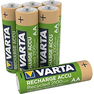 VARTA Recharge Accu gerecycled (oplaadbaar, ready-to-use voorgeladen AA Mignon Ni-MH batterij (2100 mAh), van 11…