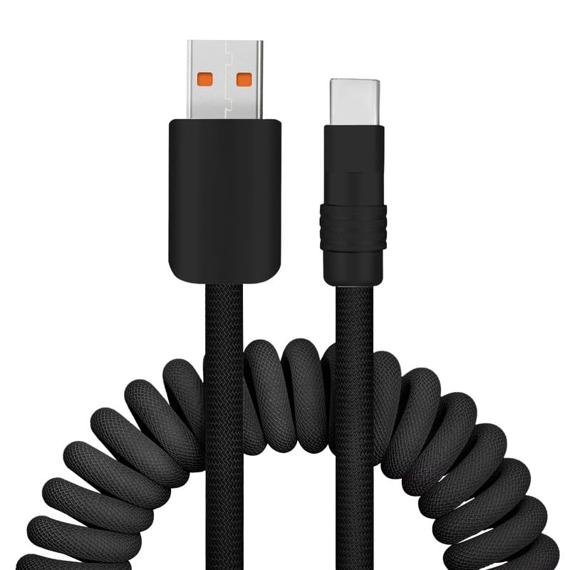 Miniatura 10 de GentsStride Curly Chubby - Cable de carga rápida retráctil duradero USB A a tipo C, conector de puerto para teléfonos, tabletas y más, rojo, tipo C