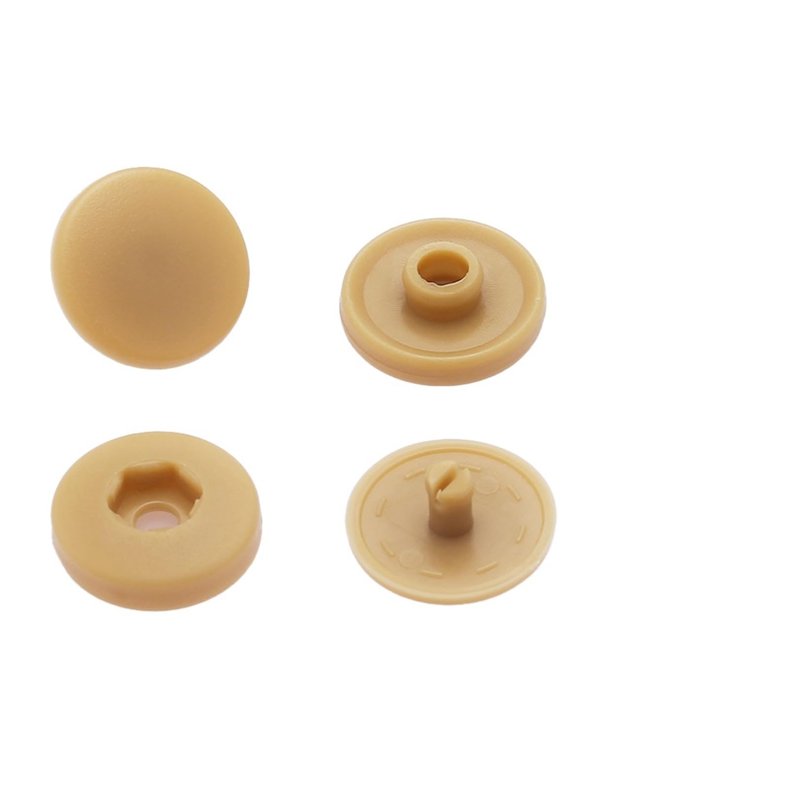 T5 Plastic Snap Buttons 100sets Hand Press Type Round Snaps Fasteners for DIY Crafts Sewing Accessories(Apricot)