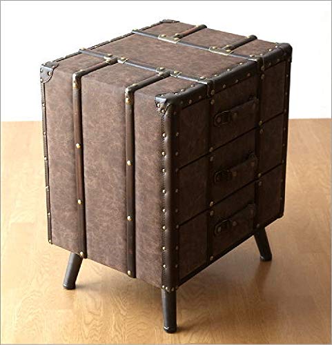 アンティーク ビンテージ トランク チェスト 3段 収納 引き出し 楽天市場】トランク風デザイン ボックスチェスト 幅40cm 3段 鋲
