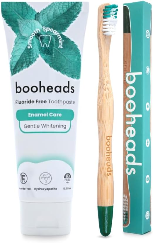 Booheads Fluoride Free Hydroxyapatite Toothpaste and Bamboo Toothbrush Bundle