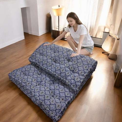 Image of Adim's Soft Cotton Box Quilt Mattress | 36X72X5 Inches | Blue Jacquard Design | Offers a Combination of Comfort, Durability and Style, Making it an Excellent Choice for a Restful Night's Sleep