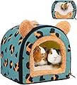 Pantula Guinea Pig Bed House - Cave Cozy Large Hamster Small Animal Beds Hideout with Removable Pad for Hamster Rabbit Hedgehog Chinchilla Bearded Dragon and Ferret (Blue Leopard)