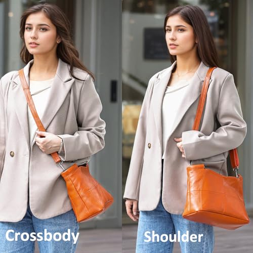 Image of Genuine Leather Women Handbags and Purses Designer Medium Tote Bag Fashion Shoulder Crossbody Satchel Hobo Bag