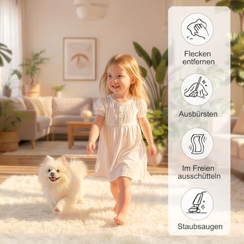 VOFUSHON Teppich Wohnzimmer 160 x 230 cm Creme – Ansicht 3