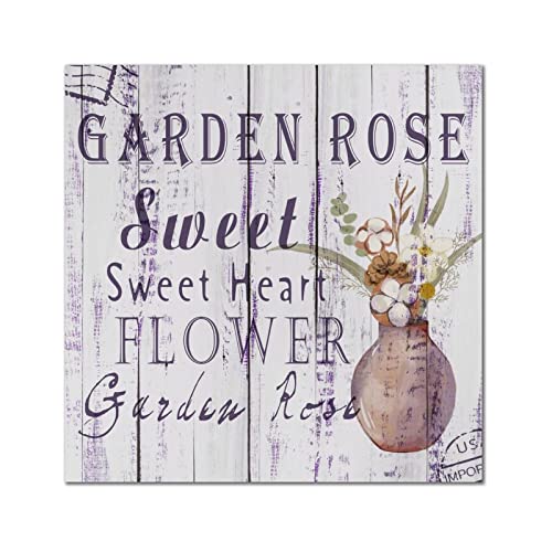 Plaque murale en bois cœur et roses 30cm pour décoration de salon