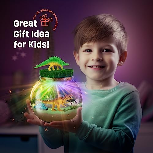 Dinosaurier-Terrarium-Set, Geburtstagsgeschenk für Jungen im Alter von 4, 5, 6, 7, 8–12 Jahren, Dinosaurier Spielzeug Nachtlicht Bastelset, Weihnachts- und Ostergeschenk für Kinder