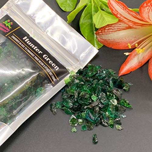 Twinkling Parrots Crushed Firepit Glass | Hunter Green | Resin Art | 250gm |