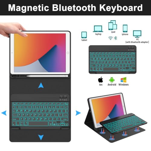 Funda de teclado para iPad 10,2 pulgadas 2021 2020 2019 teclado Bluetooth español 3
