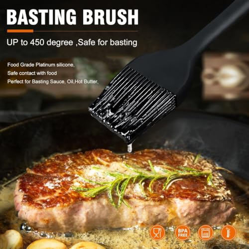 Image of Walfos Pastry Brush, 600℉ Heat Resistant Silicone Basting Small Brush For Baking Cooking BBQ Kitchen king, Desserts, BPA Free&Dishwasher Safe