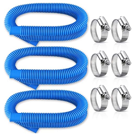 Pool Pump Hose for Intex/Coleman/best way Pools, Above Ground Pool 1.25x57 Inch Replacement Tubes Fits All Filter Pumps 330 GPH 530 GPH 1000GPH, 3 Pack Swimming Pool Pump Pipes with Hose Clamps