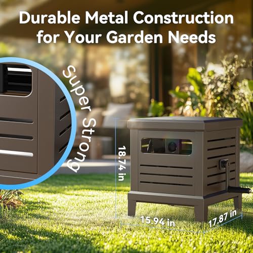 Relhost Hose Reel, Heavy Duty Metal Deck Box Hideaway Holds 125 ft x 5/8" Hose, Garden Hose Reel with Never-Leak System, Manual Crank Handle, Hose Guide, Ideal for Yards, Patios, and Garden Sheds by Relhost - Image 2
