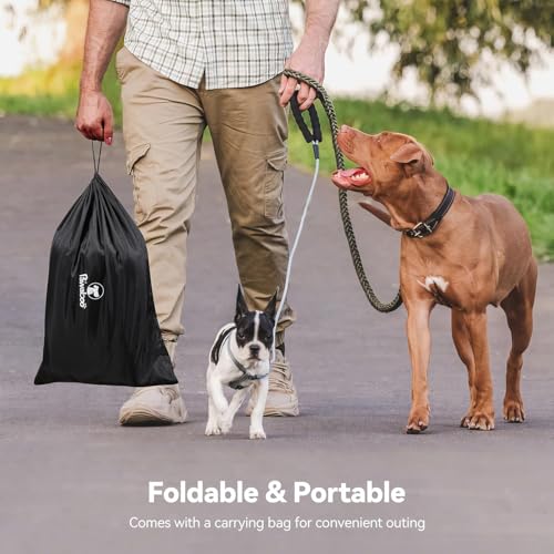 Pawaboo Welpenauslauf Extra Groß Haustier Laufstall, Tragbar Handtasche Hundebox für Katze Hunde, Hund Laufgitter, Verdickt PVC Rohr Rahmen, Groß, Schwarz/Grau