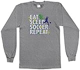 Threadrock Big Boys' Eat Sleep Soccer Repeat (Boys) Youth Long Sleeve T-Shirt