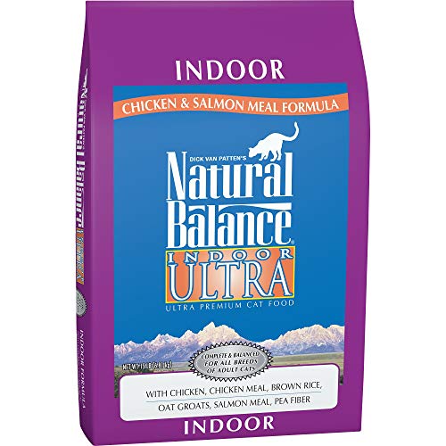 Natural Balance Indoor Ultra Premium Dry Cat Food, Chicken, Chicken Meal, Brown Rice, Oat Groats, Salmon Meal & Pea Fiber Formula, 15 Pounds
