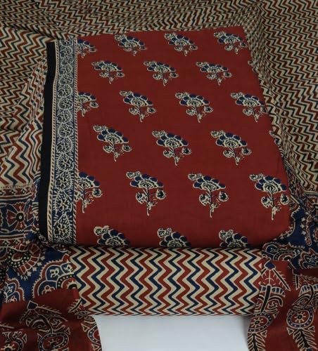 Image of DRAVINAM Trends Women's Premium Cambric Cotton Jaipuri Printed Unstitched Salwar Suit Dress Material with Mulmul Cotton Dupatta