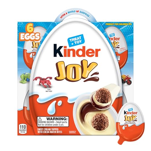 Kinder Joy Eggs, 6 Count, Treat Plus Toy, Sweet Creams and Chocolatey Wafers, Individually Wrapped, 4.2 oz