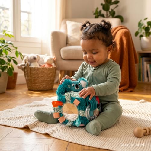 Jouet d'éveil bébé cube activités tissu sonore tactile Les Deglingos - 7