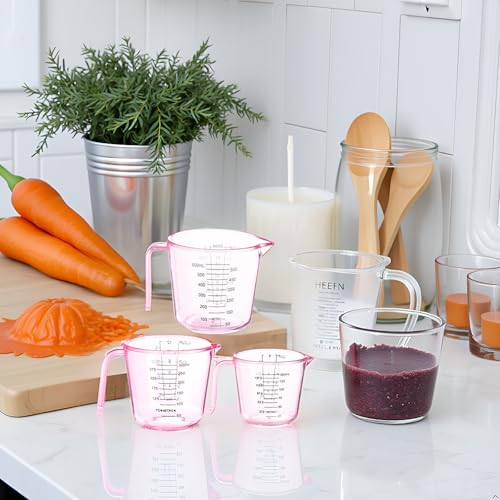 Vasos medidores plásticos rosados 3 pack 600 ml miniatura 6