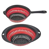 Collapsible Colander / Silicone Pasta & Vegetable Strainer - 2 Piece Set - Red, Small: 7