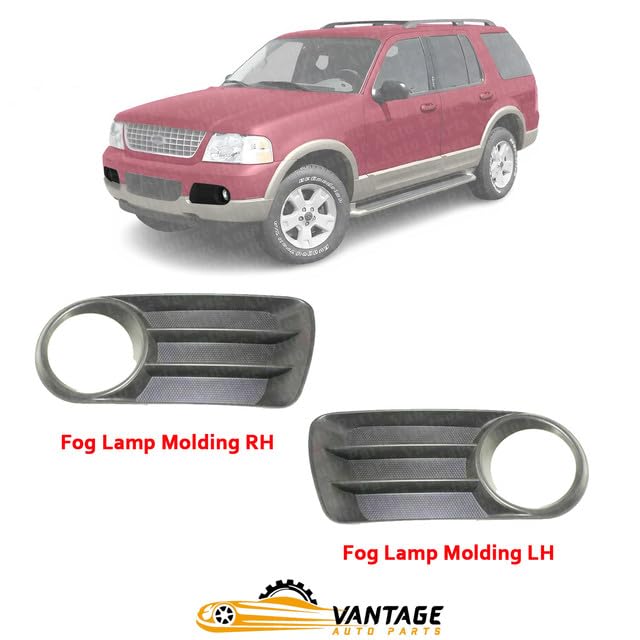 Vantage Auto Parts - Front Fog Lamp Moldings with Fog Light Holes Compatible with Ford Explorer 2002-2005 | Driver & Passenger Side | Primed | ?1L2Z17K946BAA | FO1036106 FO1036105
