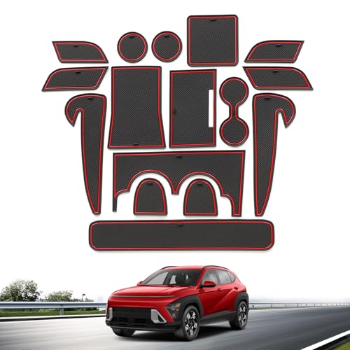 Tapis antidérapant Hyundai Kona 2024 2025 rouge pour habitacle