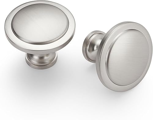 Aandxomk - Juego de 10 pomos de níquel cepillado para gabinete de cocina de 1.22 pulgadas, herrajes para gabinete, oficina, baño, tocador, cajón,