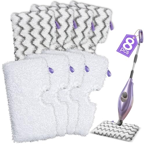 Image of 8-Pack S3501 S3601 Steam Mop Replacement Pads Compatible with Shark Steam Pocket Mops S3501 S3601 S3550 S3801 S3901 S3601D S3801CO S3901D S3455K S2902 SE450, Washable Microfiber Mop Pads Reusable