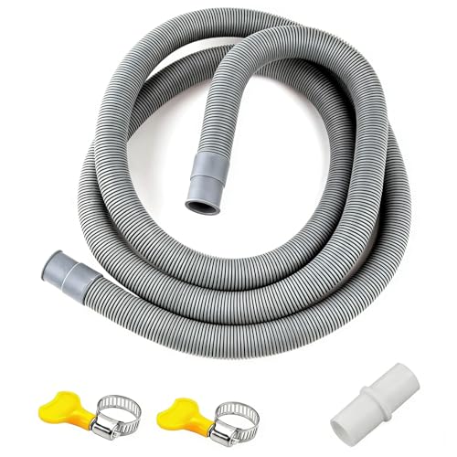 YOUYIKE Tuyau Vidange Machine a Laver, 0.5/1/1.5/2/2.5/3/4/5/6/7M Rallonge de Tuyau de Vidange, Tuyau de Vidange Universel, avec Support et Colliers de...