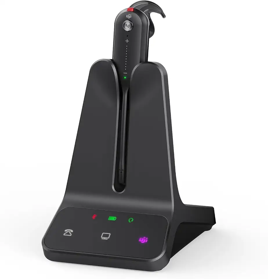 Yealink Wireless DECT Headset WH63 E2,Teams Certified,Single Ear (Mono) Convertible Headset,Connects to Desk Phone&Computer,Noise Canceling Microphone,3 Wearing Styles