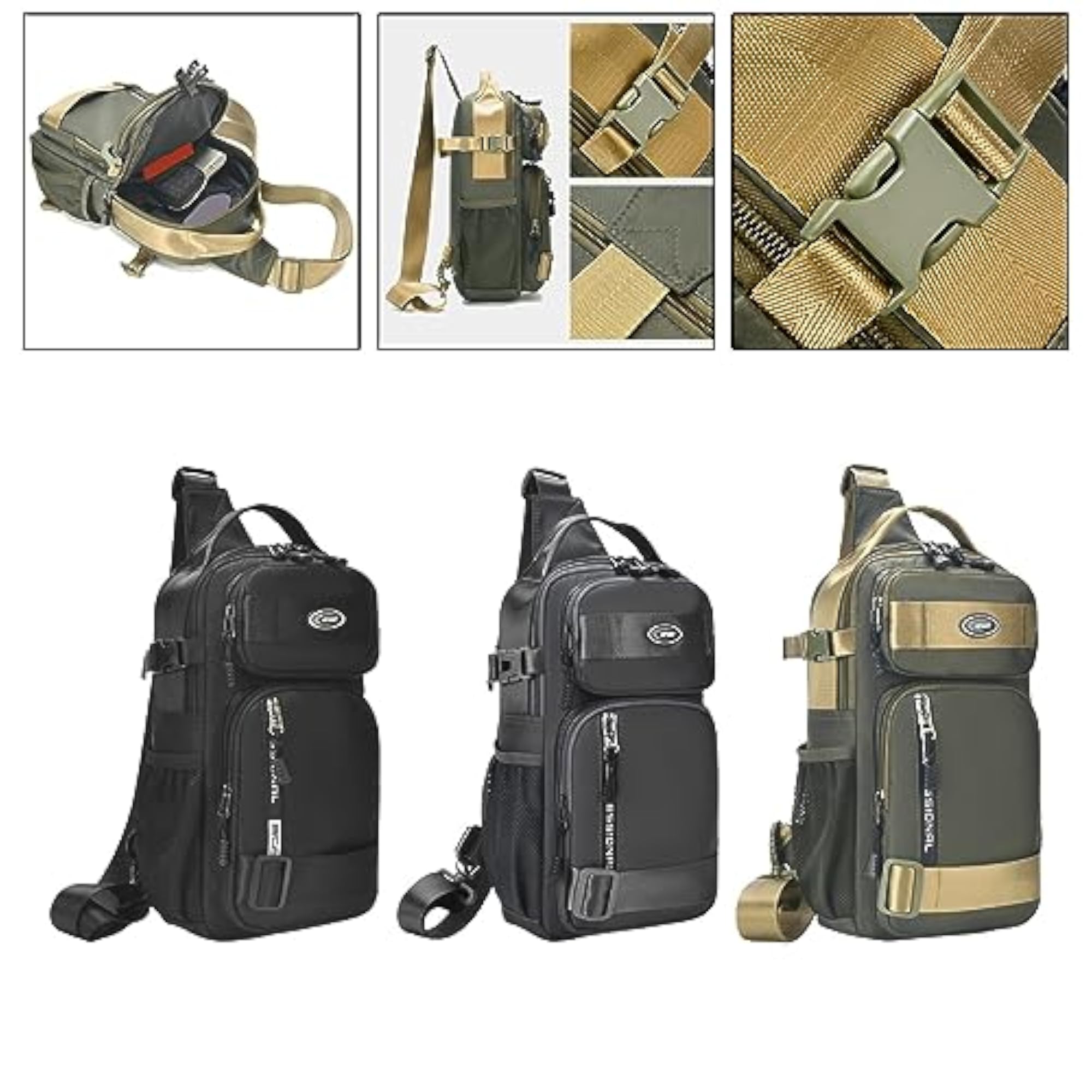 Fashion Crossbody Sling Bag for Men, Zipper Closure