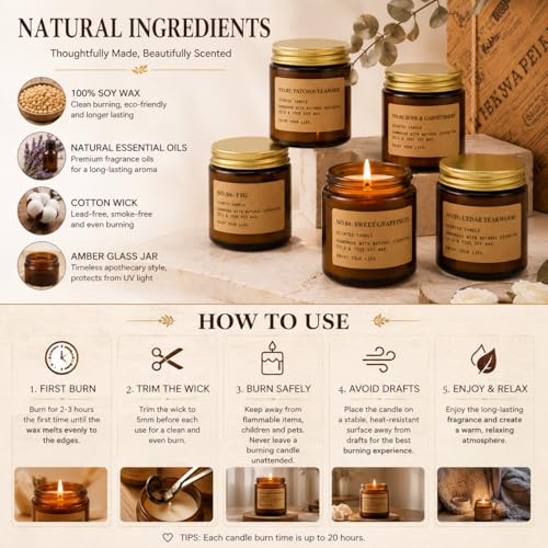 Miniatura 8 de Juego De 6 Velas En Frasco, Velas Perfumadas Para El Hogar, Lavanda Velas Aromaticas, Velas Regalos Para Mamá O Esposa, Aromaterapia Regalo De Cumpleaños, Amante, Velas De Regalo Para Mujer