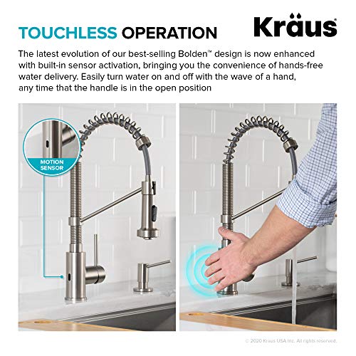 Kraus Ksf-1610Sfs Bolden Touchless Sensor Commercial Pull-Down Single Handle 18-Inch Kitchen Faucet, Spot Free Stainless Steel #TOP4