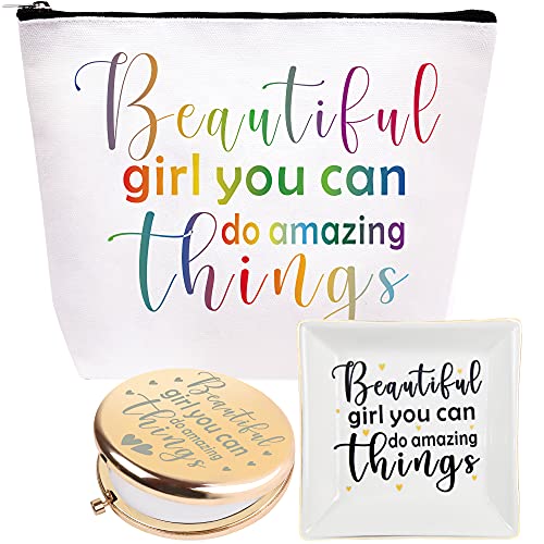 Beautiful Girl You Can Do Amazing Things, Inspirational Gifts for Women, Christmas Gifts, Amazing Gifts for Teen Girls, Beautiful Gift Makeup Bag, Inspirational Jewelry Dish, Amazing Mirror
