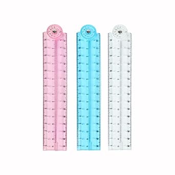 3 Pcs Folding Ruler Clear Ruler Soft Ruler for School Teacher Office Learning SuppliesBlue Red Transparent
