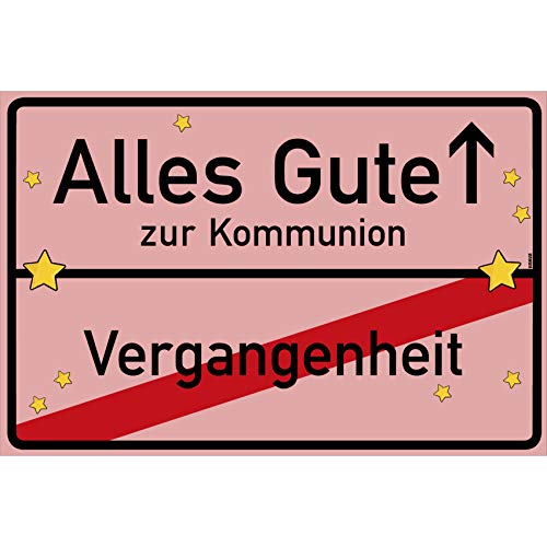 vanva Alles Gute zur Kommunion Ortsschild Deko Kommunion Schild 30x20 cm Kommunion Geschenk Mädchen Kommunion Geschenke Jungen Rosa Cover