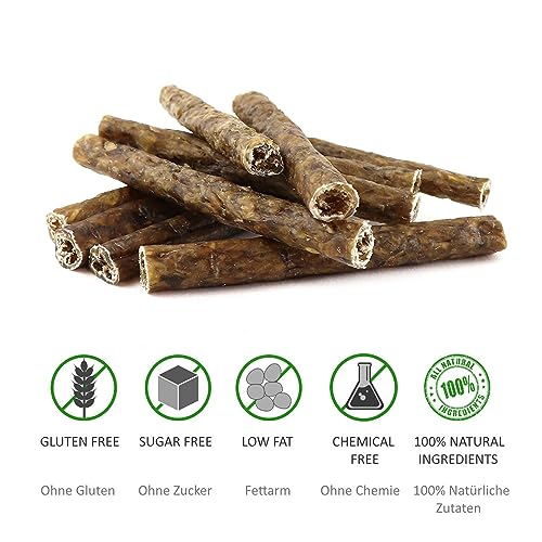 DOGBOSS 100% Natur Kaustangen 100% Hirschhaut oder 100% Pferdehaut, 10 Stück x 15 cm (10er 100% Hirschhaut)