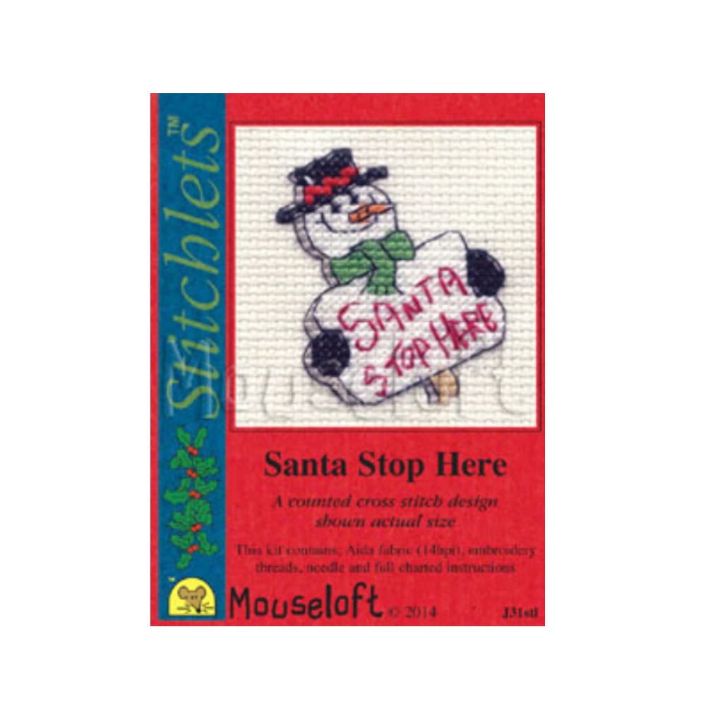 Mouseloft Mini Cross Stitch Kit - Santa Stop Here, Christmas Collection