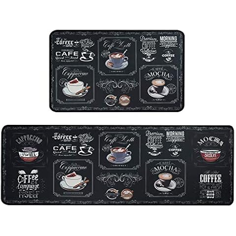 LEEBEI Kitchen Mats Rugs Sets Non-slip Washable Floor Carpet Bedroom Mats Sets (47.2 ×15.7 inch +23.6×15.7 inch (Classical-Tea) Cover