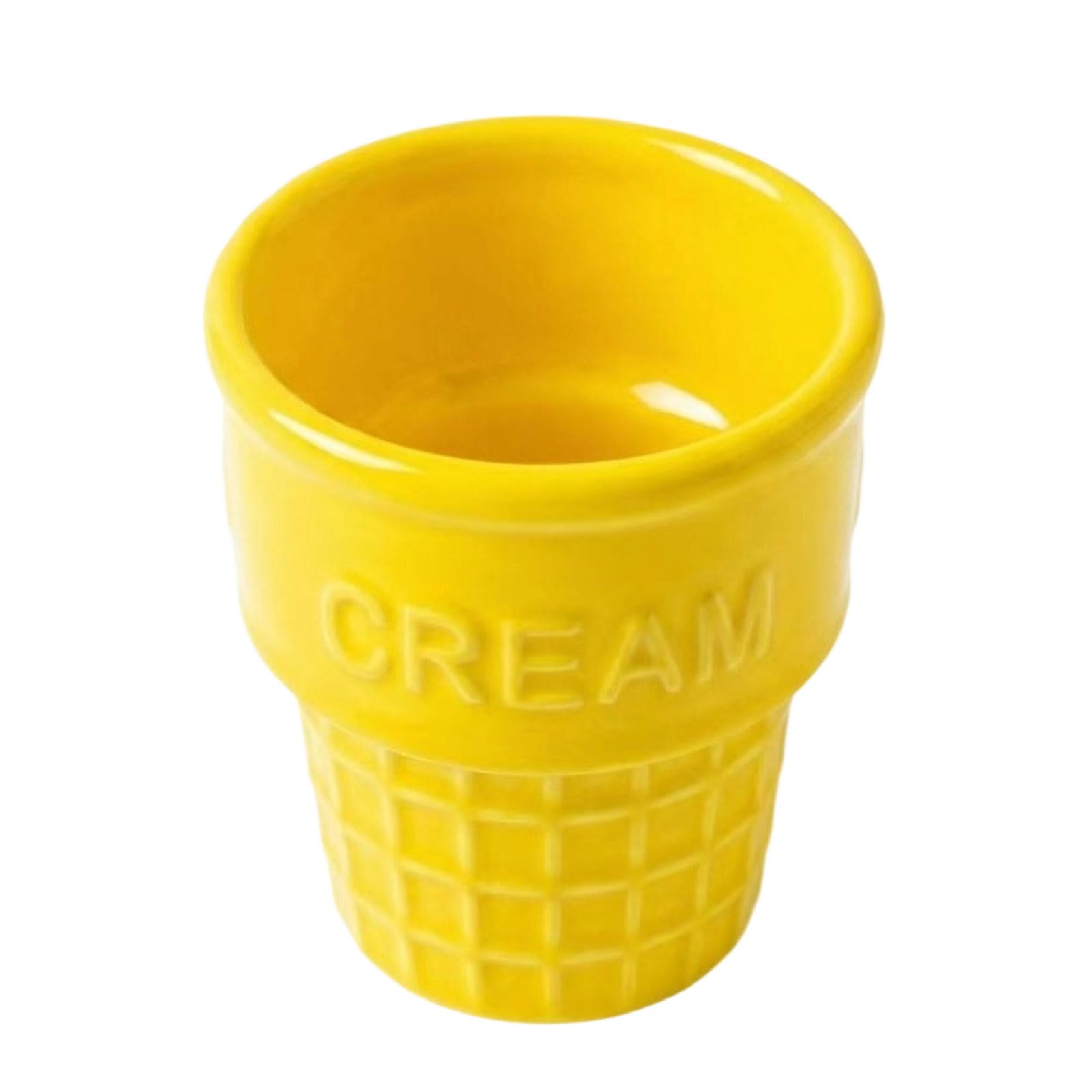 JSGHGDF Ceramic Ice Cream Bowl Fun Cone Shape Sundae Dessert Container Perfect for Candy Fruit and Yogurts Kids Party Tableware